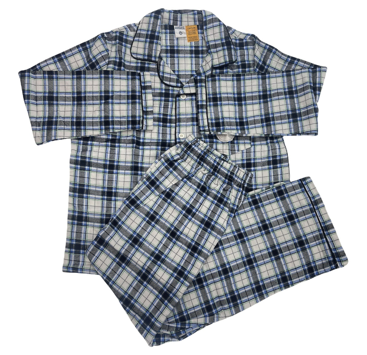 KIDS FLANNELETTE PYJAMAS PJs Boys Girls Flannel Pajamas Pyjama Winter Set PJ - Black/Blue/White Check