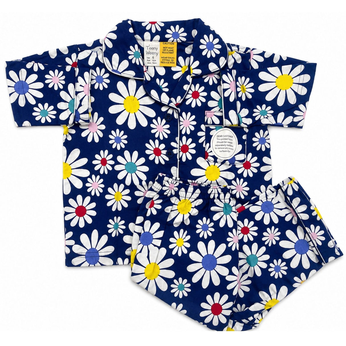 Kids 100% Cotton Flannelette Pyjamas - Daisy Brights (Boys/Girls Winter PJ Set)