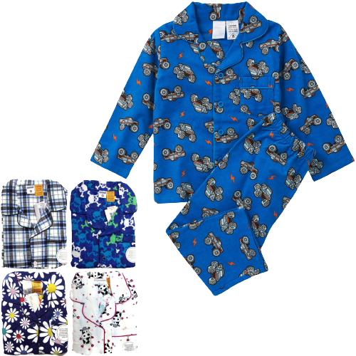 KIDS FLANNELETTE PYJAMAS PJs Boys Girls Flannel Pajamas Pyjama Winter Set PJ - Daisy Brights