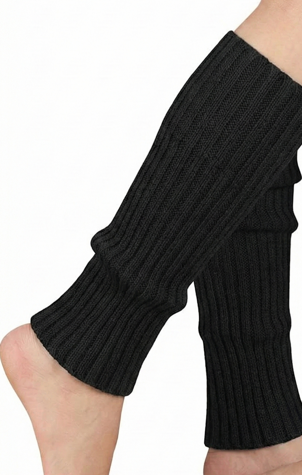 1 Pair Black Ribbed Leg Warmers - Womens Dance Costume/80s Party