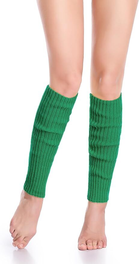 1 Pair Green Ribbed Leg Warmers - Womens Dance Costume/80s Party