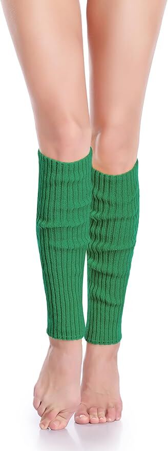 1 Pair Green Ribbed Leg Warmers - Womens Dance Costume/80s Party