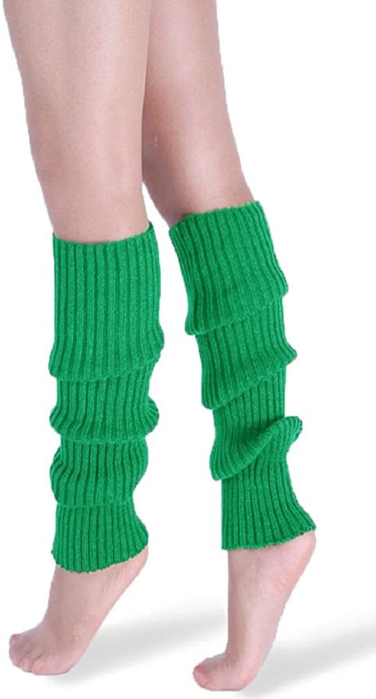 1 Pair Green Ribbed Leg Warmers - Womens Dance Costume/80s Party