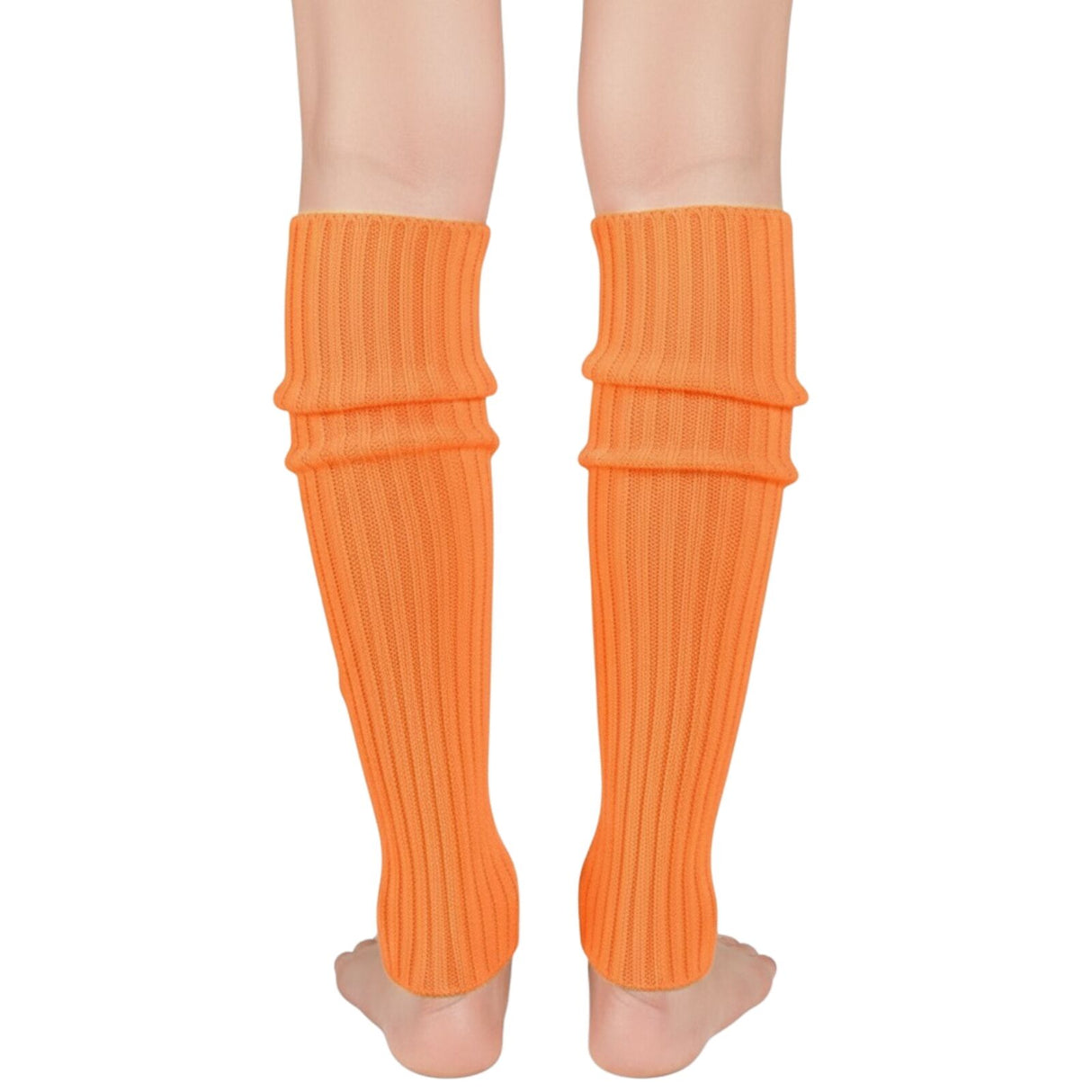 1 Pair Orange Ribbed Leg Warmers - Womens Dance Costume/80s Party