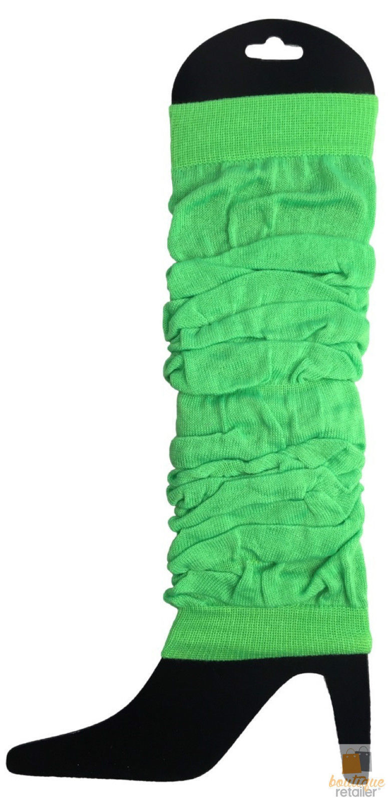 1 Pair Fluro Green Leg Warmers - Womens Dance Costume/80s Party