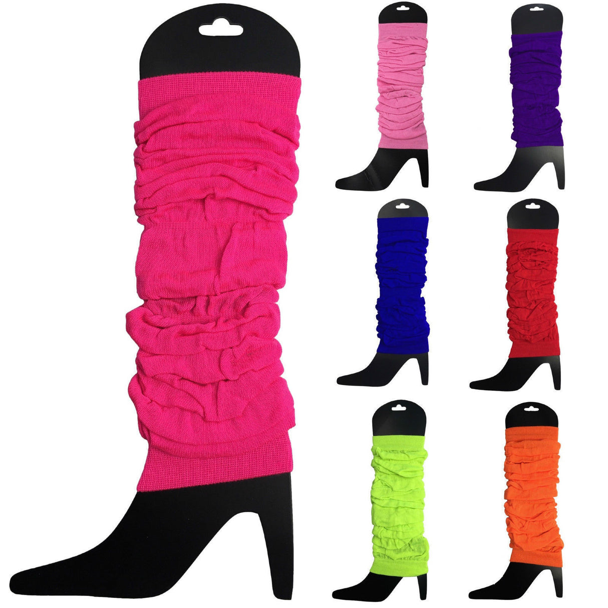 1 Pair Fluro Hot Pink Leg Warmers - Womens Dance Costume/80s Party