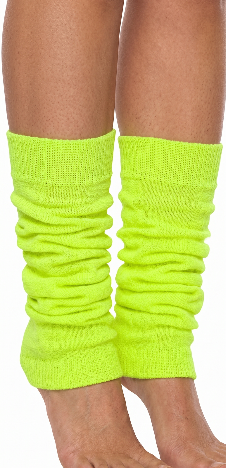 1 Pair Fluro Yellow Leg Warmers - Womens Dance Costume/80s Party