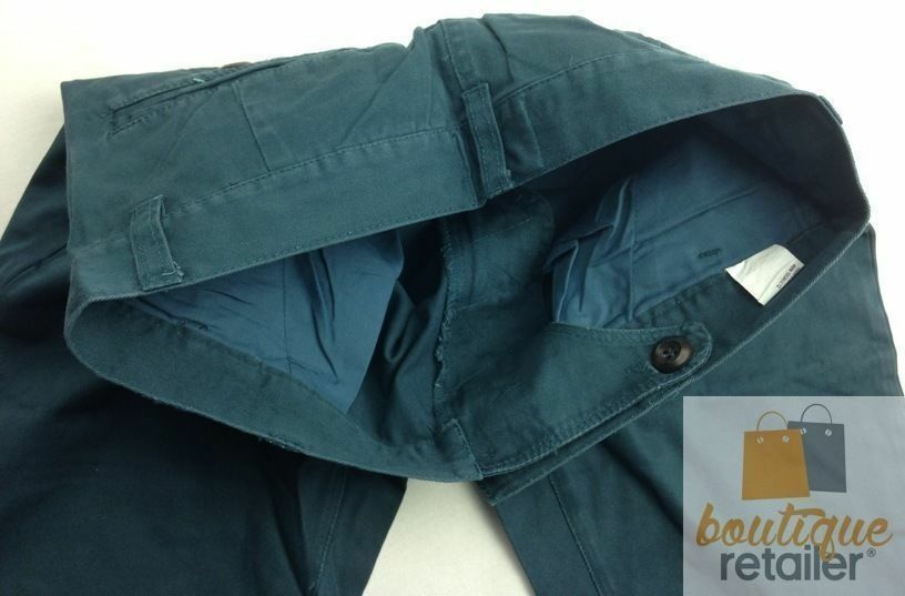 MENS SKINNY CHINOS 100% COTTON Pants Trousers Designer Straight Leg Slim - Blue