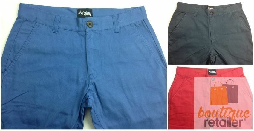 MENS SKINNY CHINOS 100% COTTON Pants Trousers Designer Straight Leg Slim - Blue