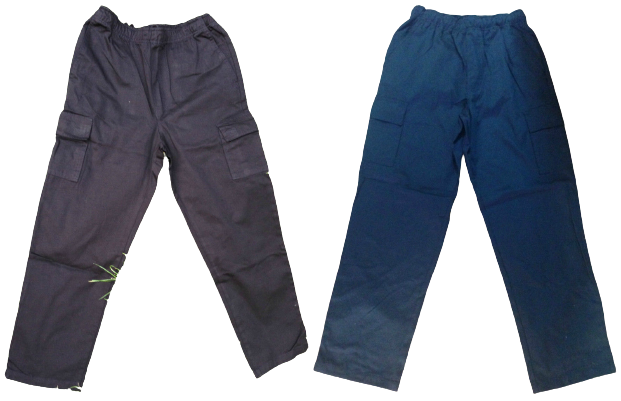 Mens CARGO PANTS Trousers Elastic Waist 100% COTTON Army Military PLAIN Casual - Black