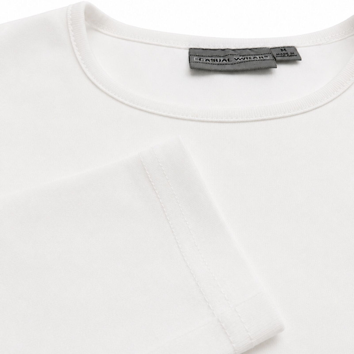 Mens 100% Cotton Plain Slim Fit Long Sleeve Top - White