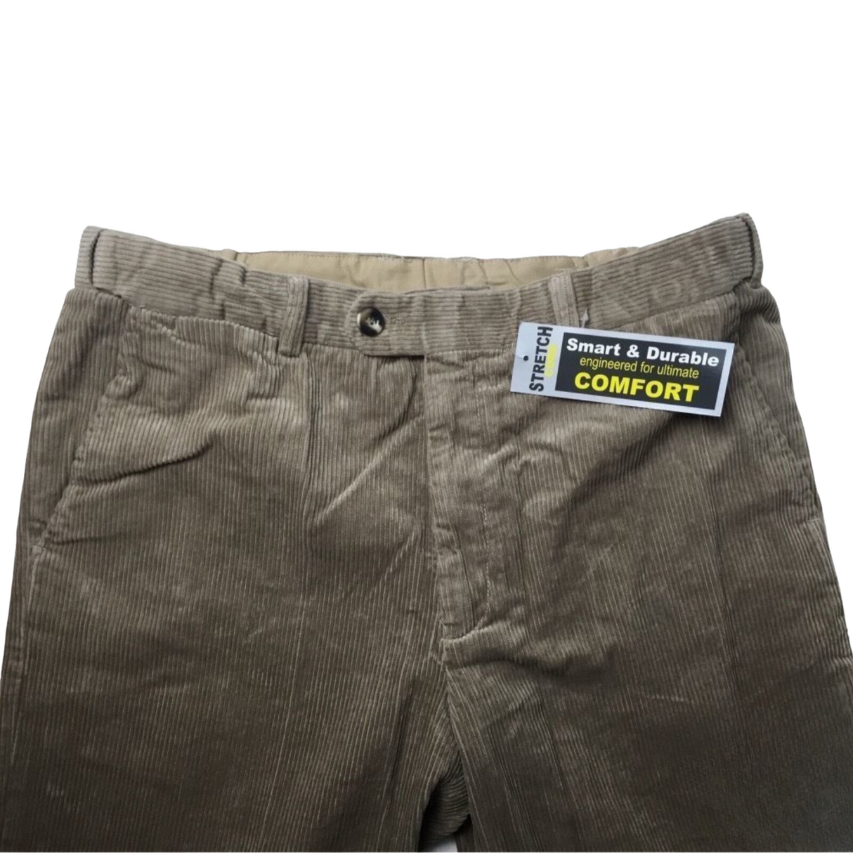MENS CORDUROY PANTS Trousers Cords Casual STRETCH COTTON Size 32"-44" Adjustable - Olive (89)