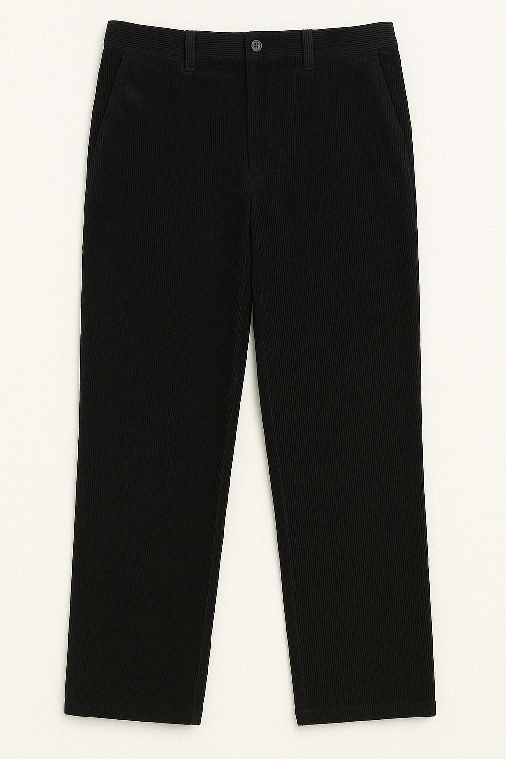 Mens Casual Stretch Corduroy Pants - Black (Adjustable Cotton Trousers)