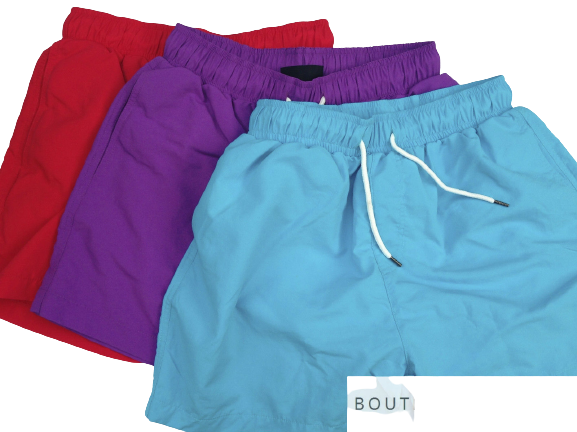 Mens Board Shorts Surf Beach Swim Quick Dry Boardies PLAIN Red Blue Purple S-XL - Blue