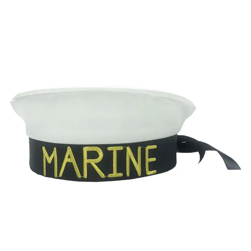 Mini White/Black Sailor Cap - Party Costume Accessory