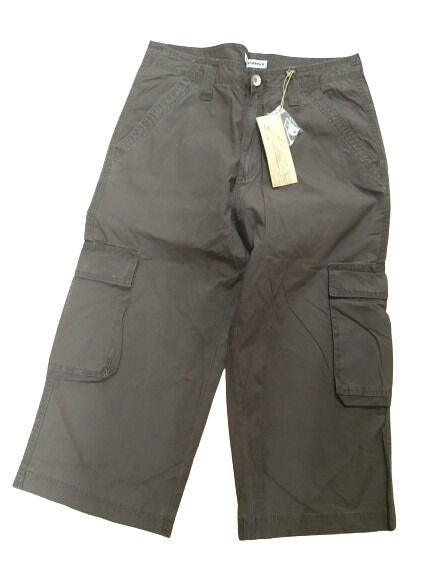 Mens 3/4 Long Cotton Cargo Shorts - Brown (Army/Military Summer Combat)