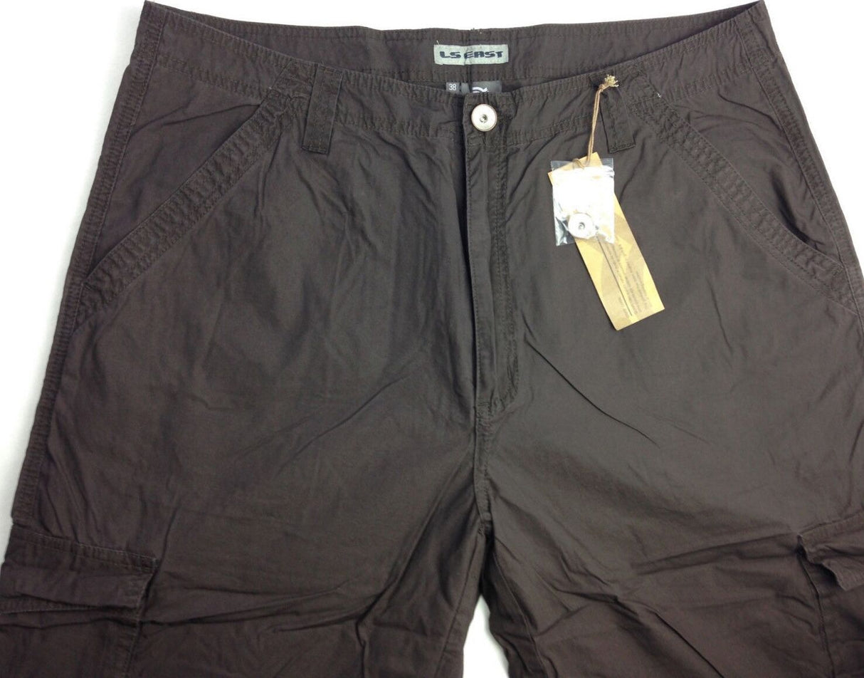 Mens 3/4 Long Cotton Cargo Shorts - Brown (Army/Military Summer Combat)