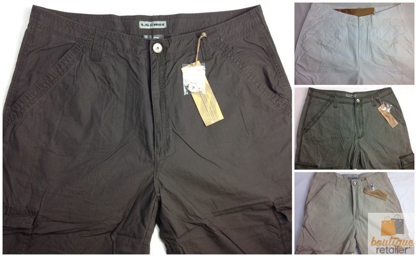 Mens 3/4 CARGO SHORTS Long Pants 100% COTTON Army Military Combat Summer - Brown