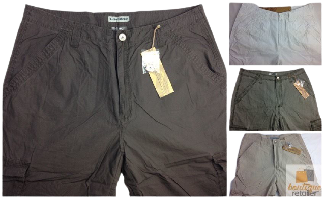 Mens 3/4 CARGO SHORTS Long Pants 100% COTTON Army Military Combat Summer - Beige/Khaki