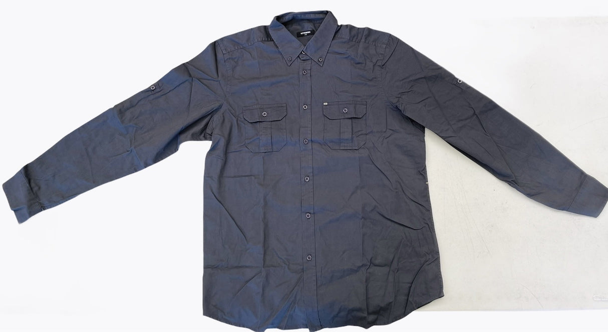 Mens Plain Slim 100% Cotton Long Sleeve Shirt Button Up Stylish Business Casual - Brown/Beige