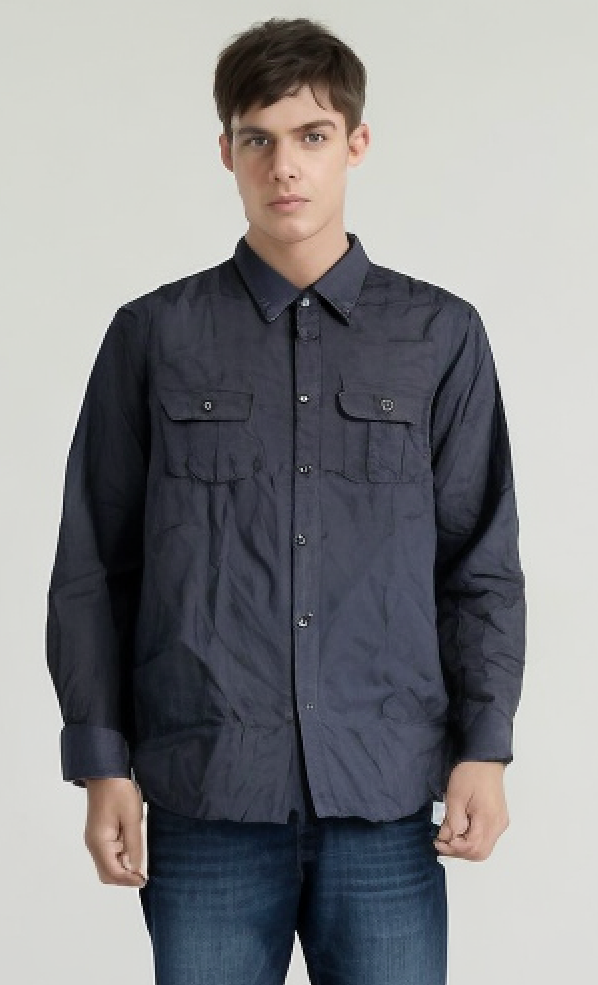 Mens Plain Slim 100% Cotton Long Sleeve Shirt Button Up Stylish Business Casual - Brown/Beige