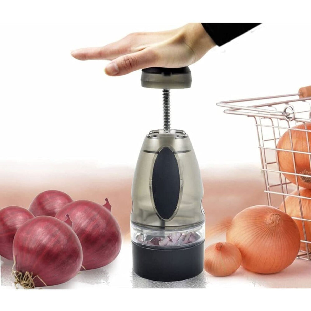 ONION CHOPPER Vegetable Push Cutter Slicer Garlic Dicer Food Pressing Tool