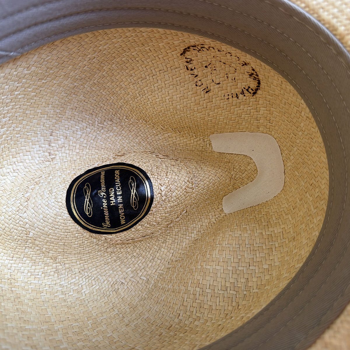 Mens Hand-Woven Panama Straw Fedora Hat - Natural & Dark Navy (Made in Ecuador)