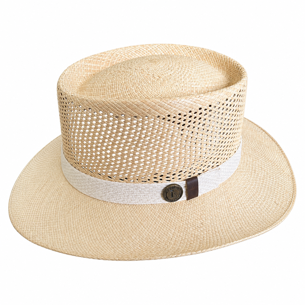 Premium Ecuadorian Vented Panama Straw Fedora Hat - Natural (Made in USA) One Size