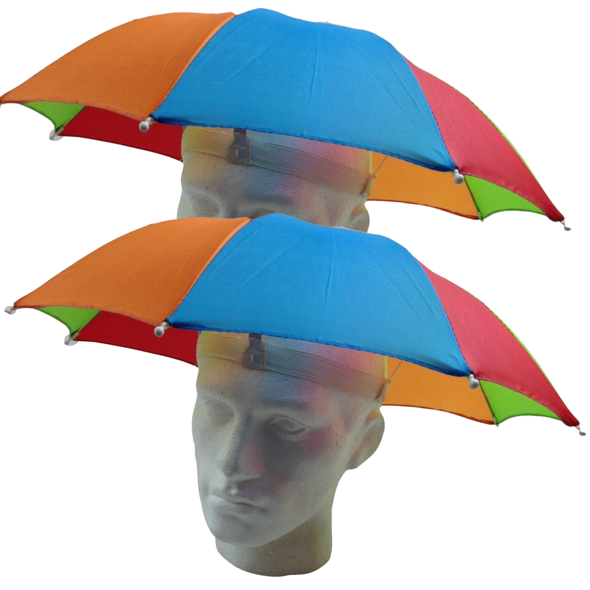 2x Rainbow Umbrella Hat -