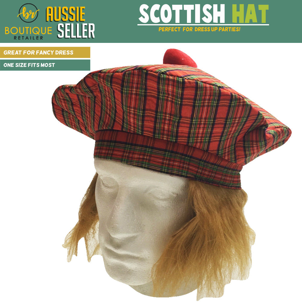 Scottish Tam O'Shanter Hat - Tartan Costume (Halloween & Fancy Dress)