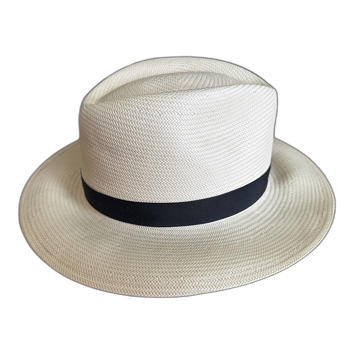 Hand-Woven Genuine Shantung Straw Fedora Hat - Ivory (Made in USA)