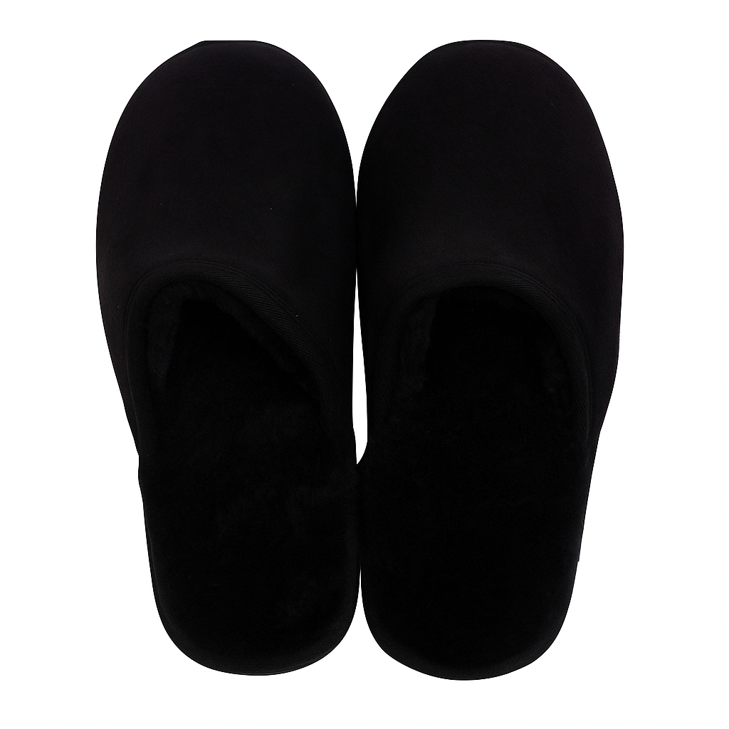 Sheepskin Wool Mens Slippers Scuffs Slip On Winter Ugg Slippers in Black