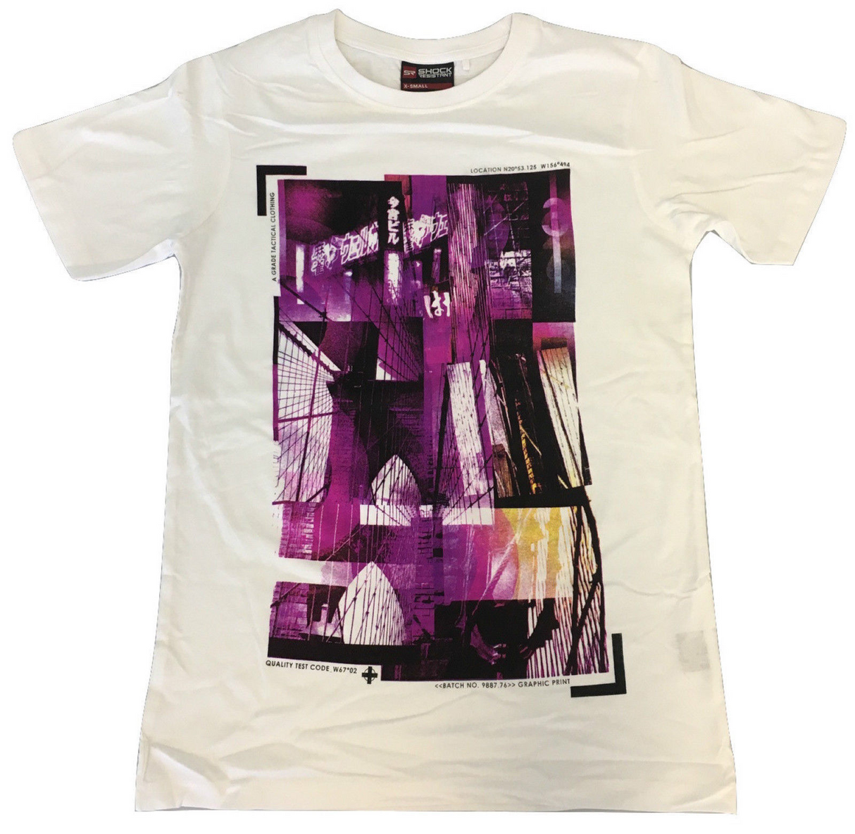 100% Cotton Print Design Slim Fit T-Shirt - White (Basic Tee Top)