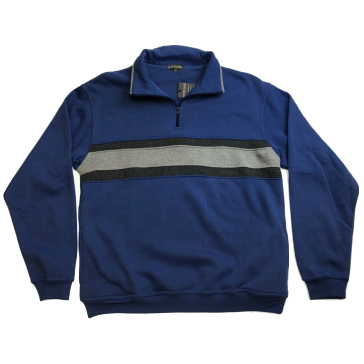 Mens Adult 1/4 Zip Jumper Sweater Pullover Basic Warm Winter Jacket Cotton - Blue