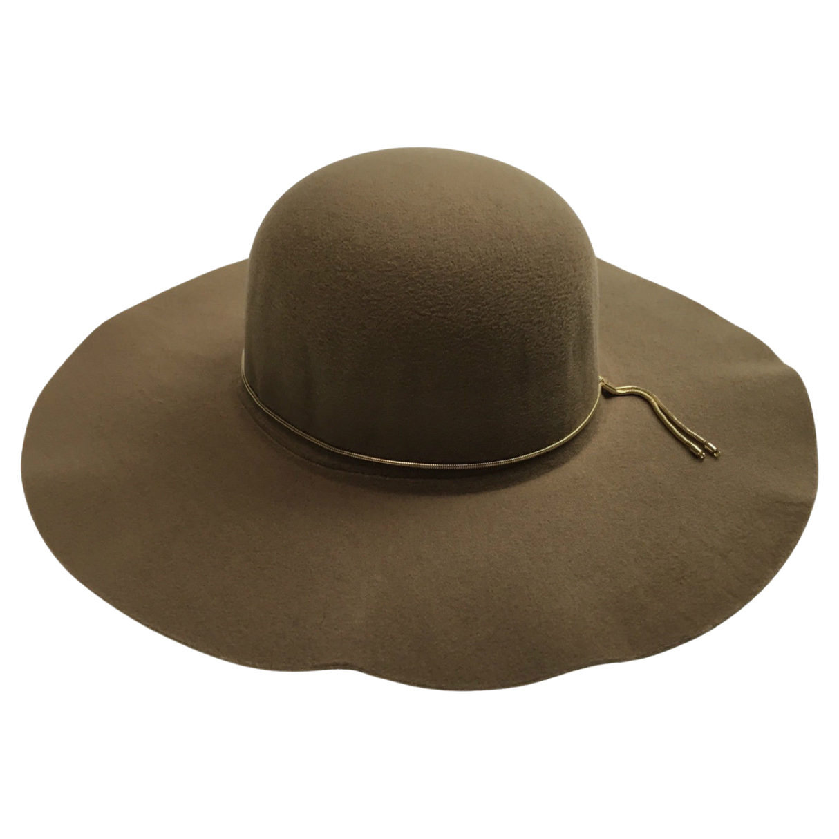 Womens Floppy Wide Brim Felt Hat - One Size (Vintage Style) - Beige