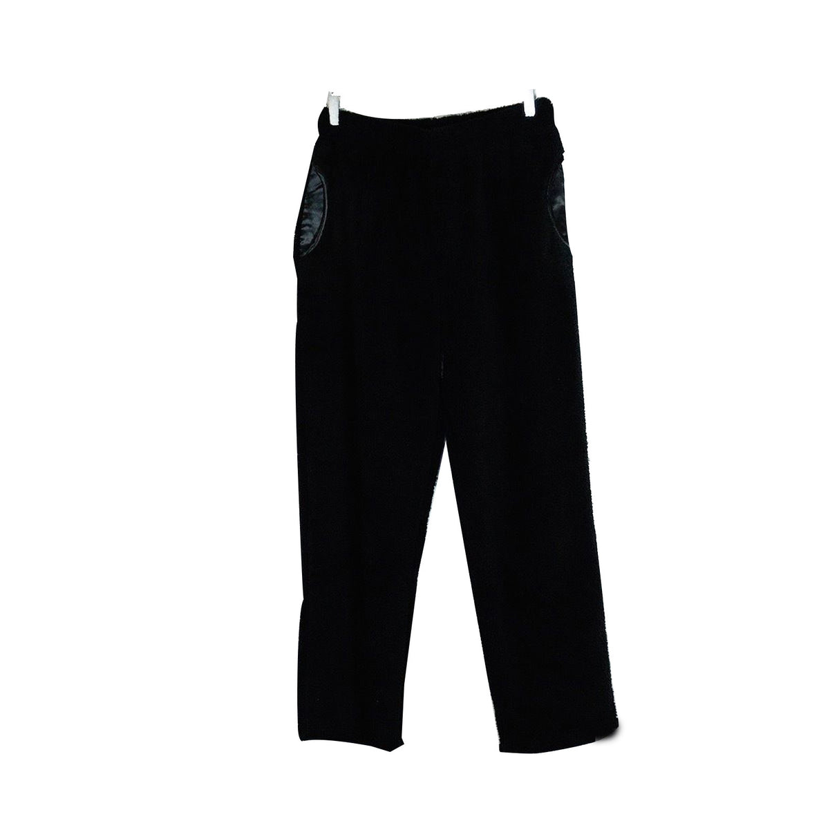Womens TRACK PANTS Coral Fleece Fur Ultra Comfy Pyjamas Pajama Sleepwear Bottoms - Black