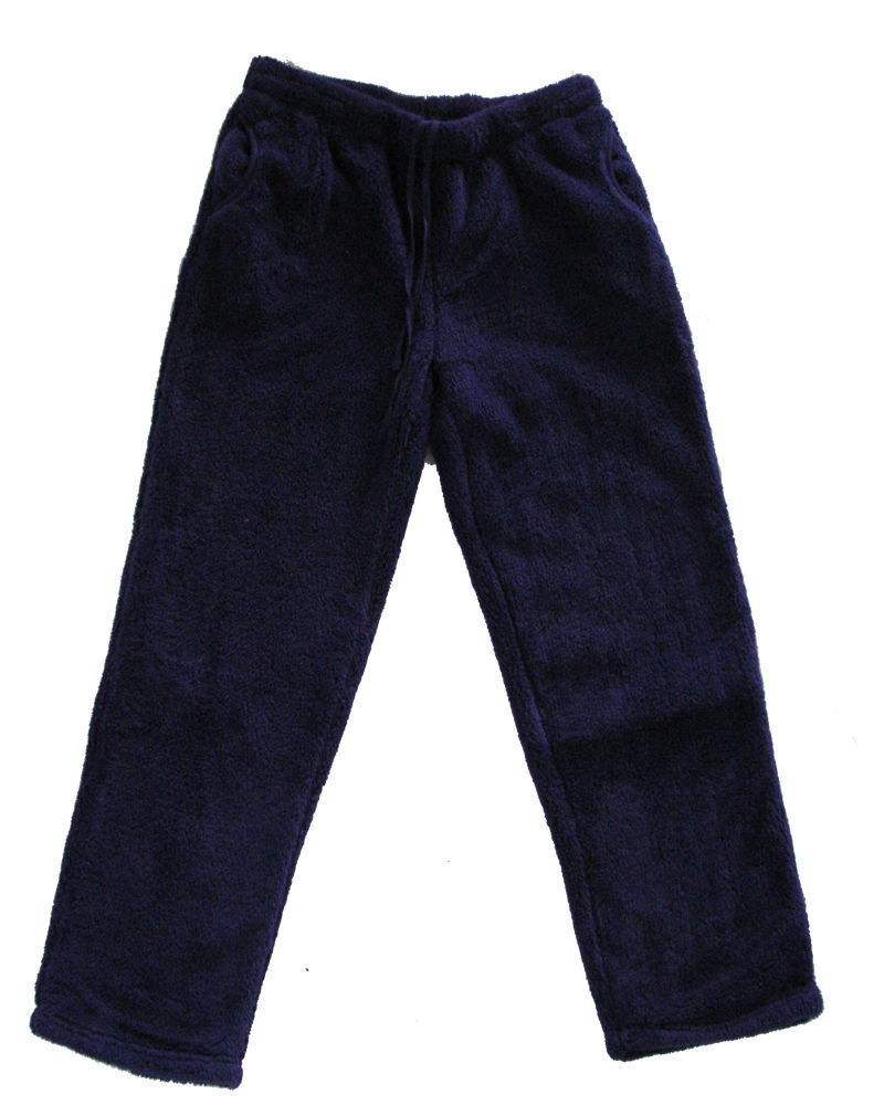 Womens TRACK PANTS Coral Fleece Fur Ultra Comfy Pyjamas Pajama Sleepwear Bottoms - Sapphire Blue