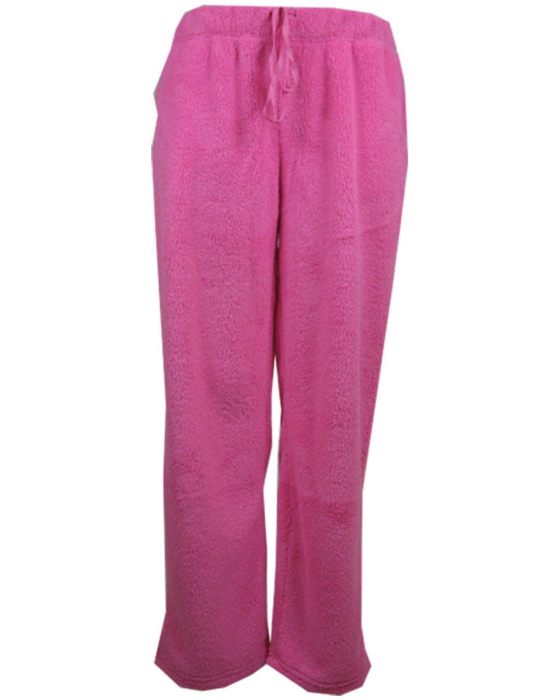 Womens TRACK PANTS Coral Fleece Fur Ultra Comfy Pyjamas Pajama Sleepwear Bottoms - Plum Pie