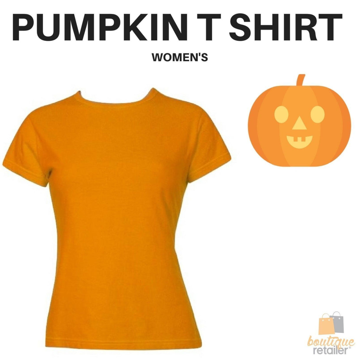 Womens HALLOWEEN T Shirt 100% COTTON Blank Tee Costume Ladies Party - Pumpkin Colour - Pumpkin