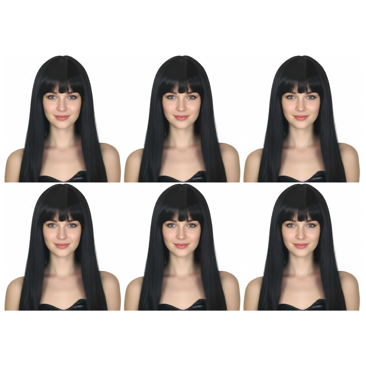 6x Black Long Straight Wig w/ Fringe Bulk Pack - Womens Cosplay Costume/Fancy Dress Party