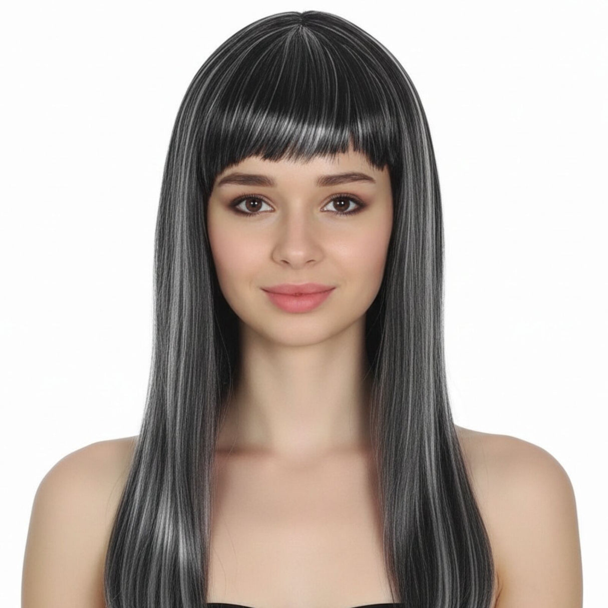 Grey Long Straight Wig w/ Fringe - Womens Cosplay Costume/Fancy Dress Party