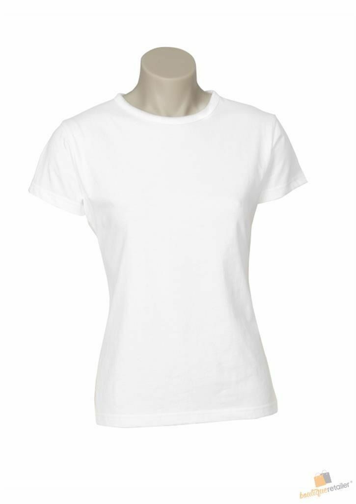 Womens Plain Ladies T SHIRT 100% COTTON Basic Tee Casual Top Size 6-24 T-Shirt - White - 22