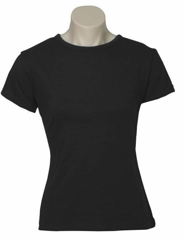 Womens Plain Black T-Shirt - 100% Cotton Casual Basic Top