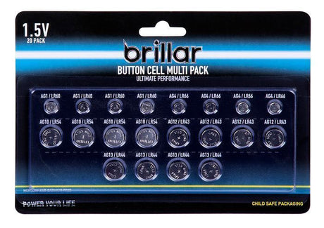 20x Brillar Lithium Button Cell Batteries
