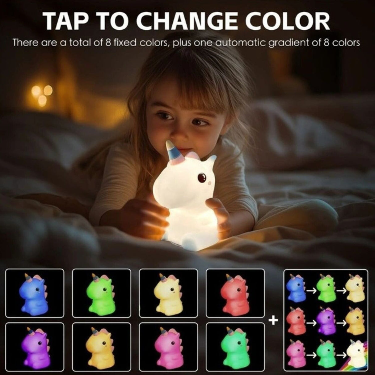 Brillar Unicorn Kids Night Light (Cute Squishy Colour Changing)