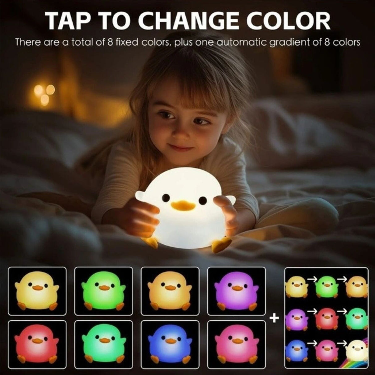 Brillar Cute Duck Kids Night Light (Cute Squishy Colour Changing)