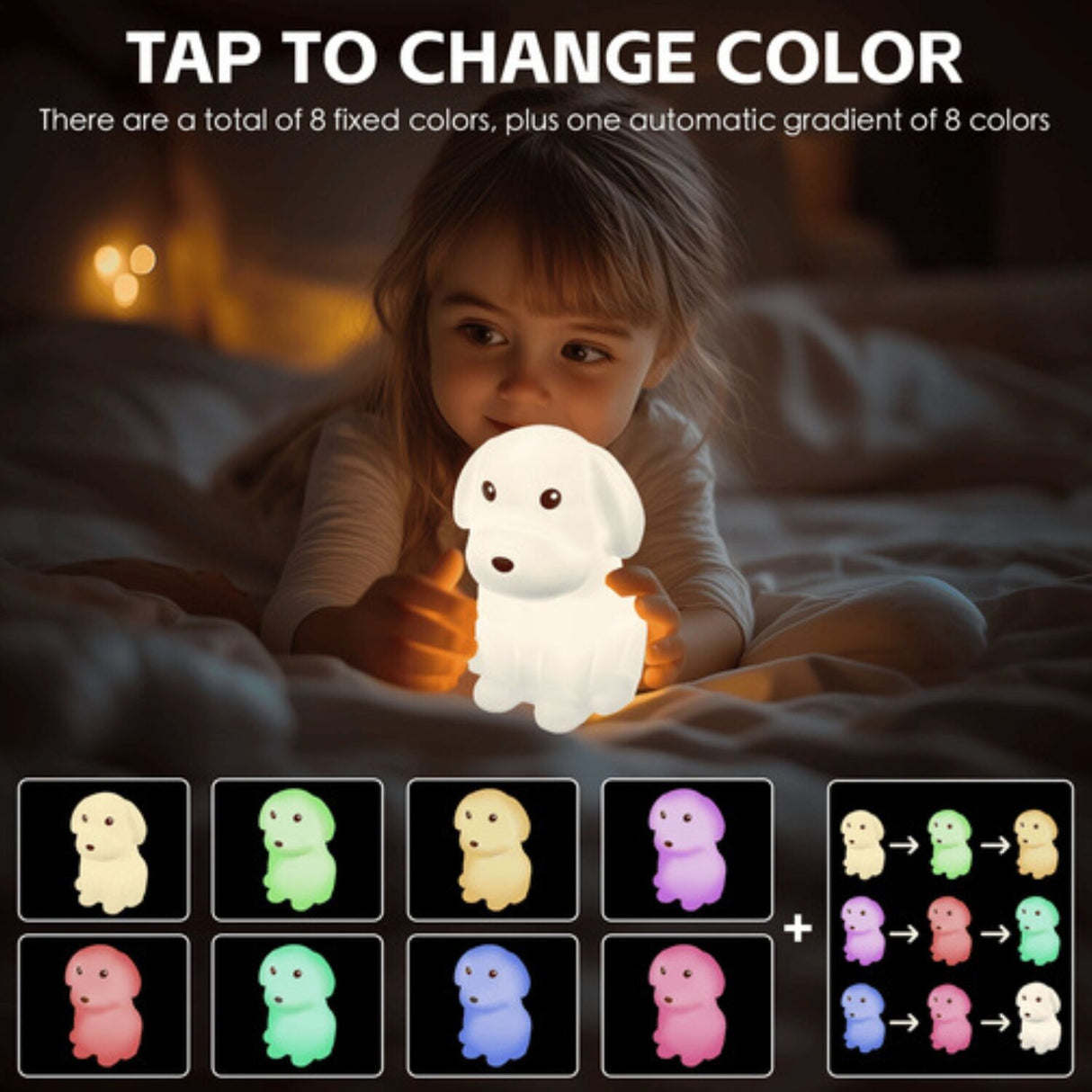 Brillar Squishy Dog Kids Night Light (Cute Squishy Colour Changing)