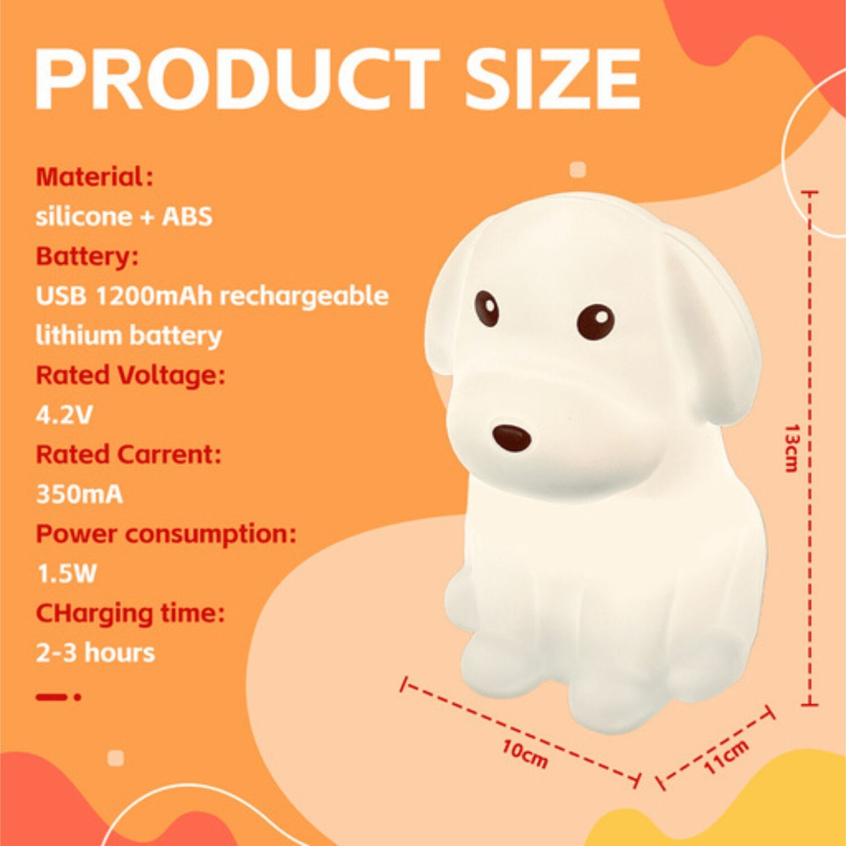 Brillar Squishy Dog Kids Night Light (Cute Squishy Colour Changing)