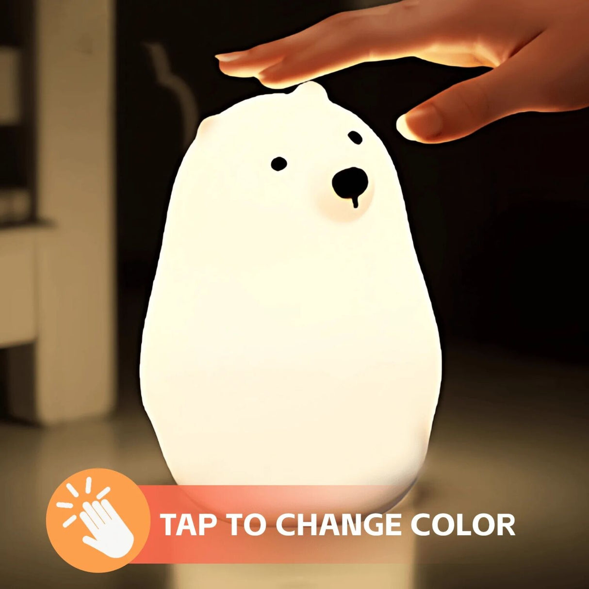 Brillar Polar Bear Kids Night Light (Cute Squishy Colour Changing)