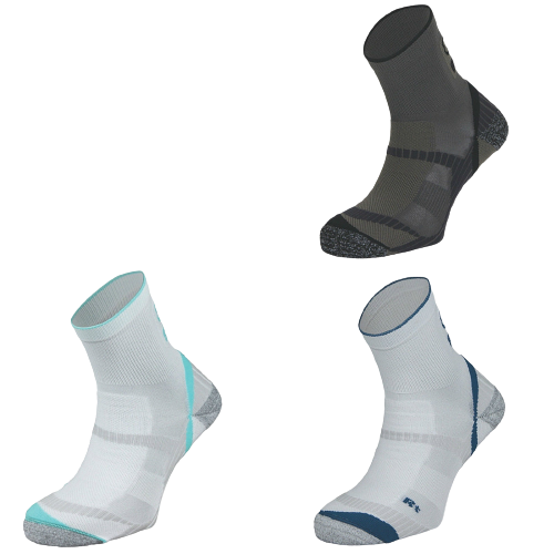 BRBL Atlas Socks Hiking Trekking Trail Run Outdoor Camping MADE IN ITALY Crew - White/Aqua